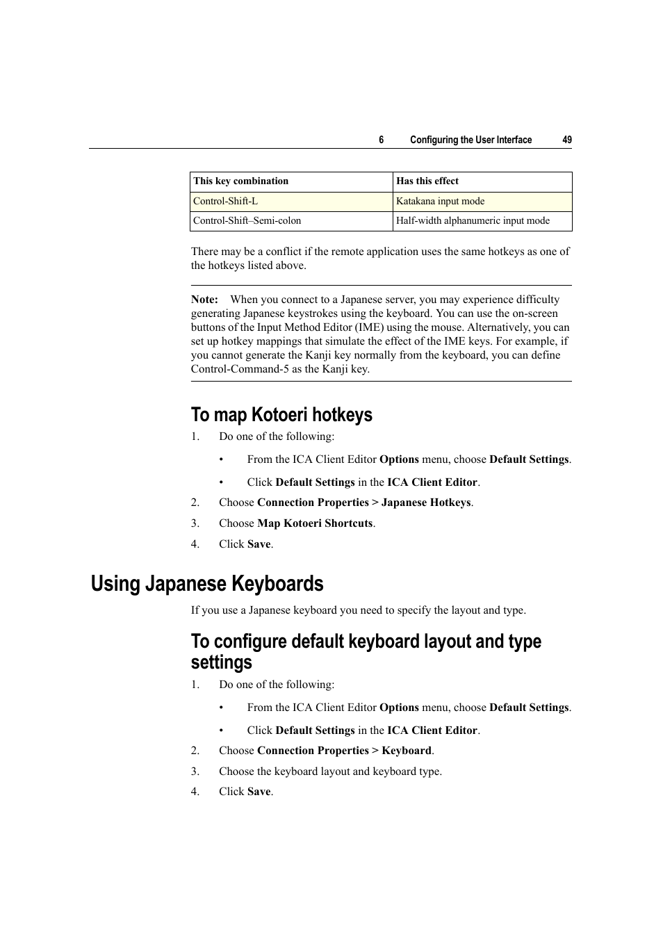 To map kotoeri hotkeys, Using japanese keyboards | Citrix Systems Citrix Presentation Client for Macintosh 10 User Manual | Page 49 / 68