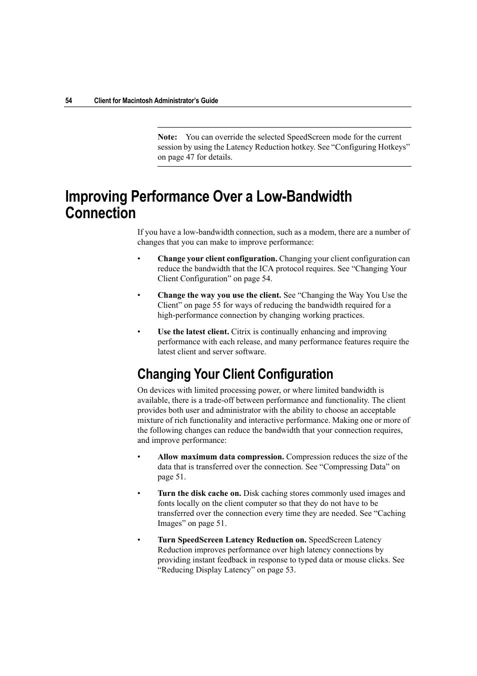 Changing your client configuration | Citrix Systems Citrix Presentation Client for Macintosh 10 User Manual | Page 54 / 68