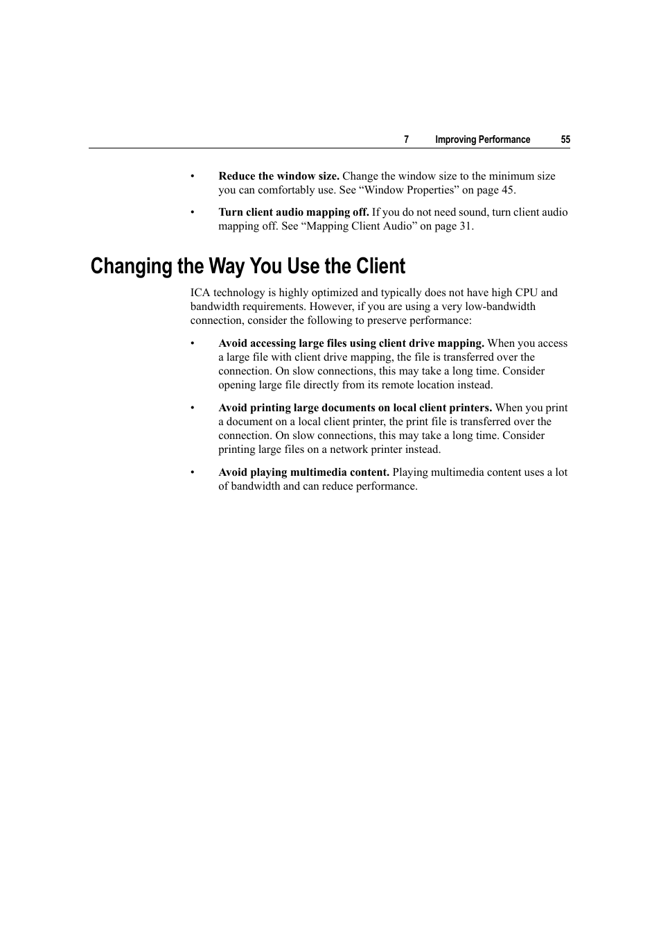 Changing the way you use the client | Citrix Systems Citrix Presentation Client for Macintosh 10 User Manual | Page 55 / 68