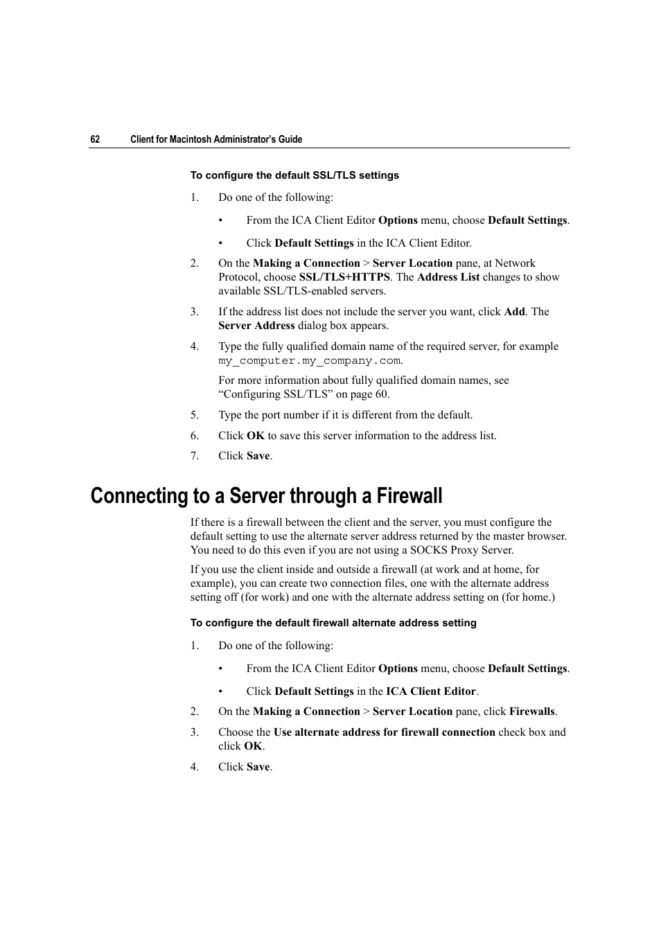 Connecting to a server through a firewall | Citrix Systems Citrix Presentation Client for Macintosh 10 User Manual | Page 62 / 68