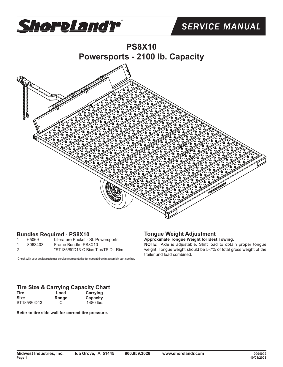 ShoreLand'r PS8X10 User Manual | 6 pages