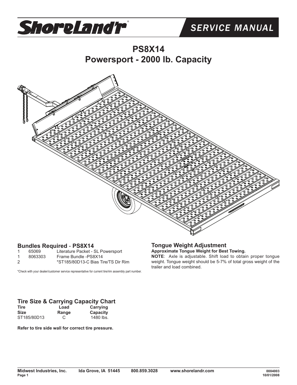 ShoreLand'r PS8X14 User Manual | 6 pages