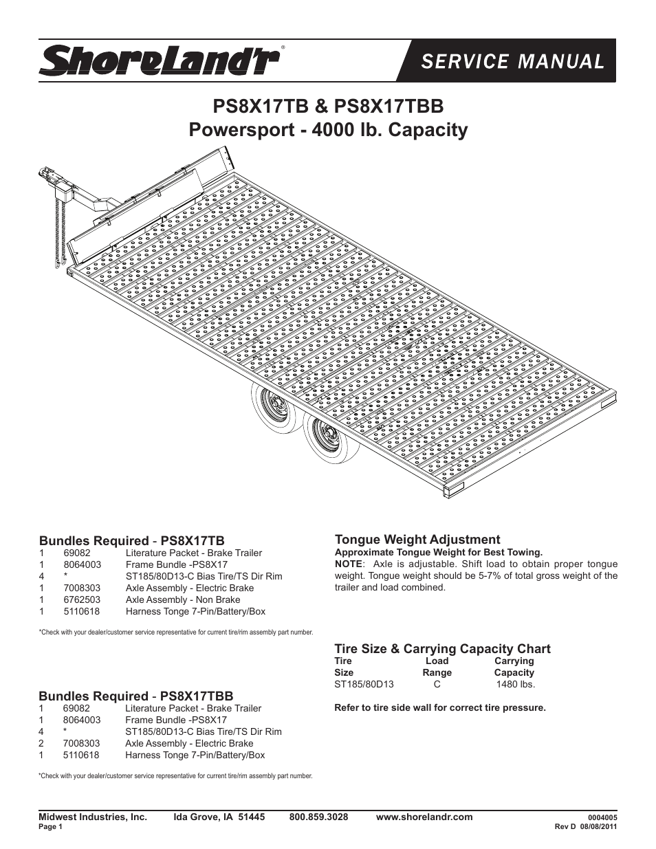 ShoreLand'r PS8X17TB User Manual | 11 pages