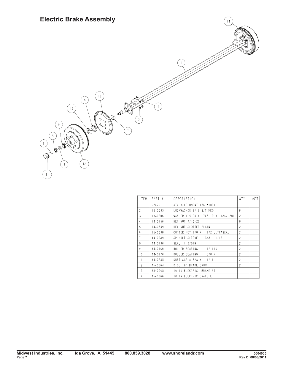 Electric brake assembly | ShoreLand'r PS8X17TB User Manual | Page 7 / 11