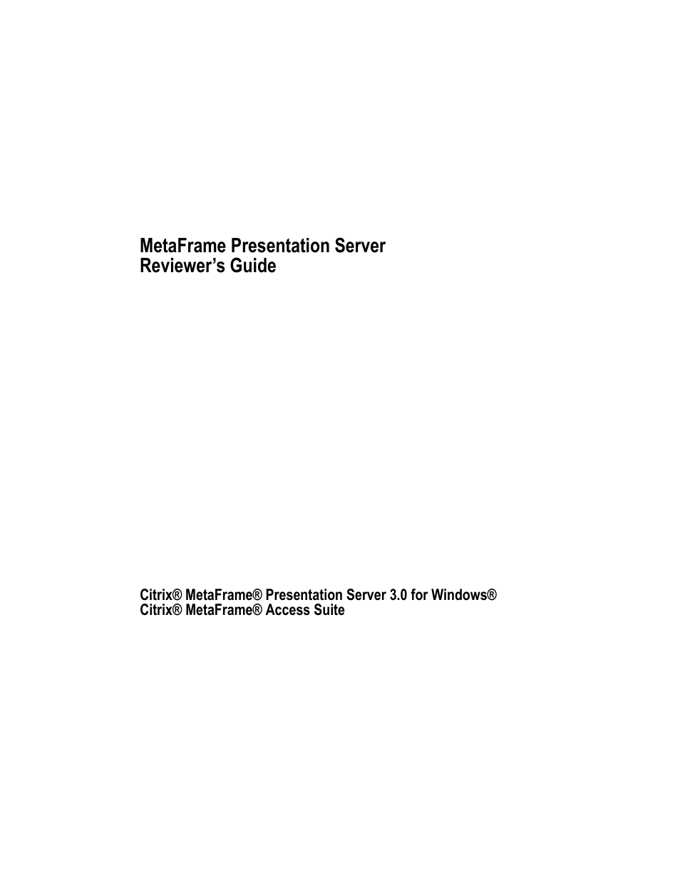 Citrix Systems MetaFrame Presentation Server User Manual | 97 pages