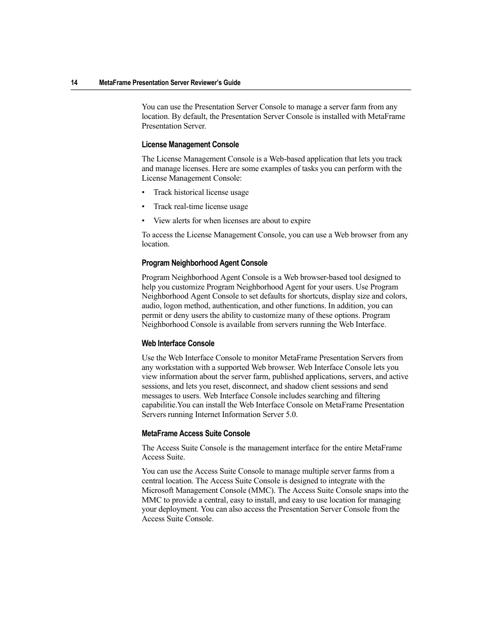 Citrix Systems MetaFrame Presentation Server User Manual | Page 14 / 97