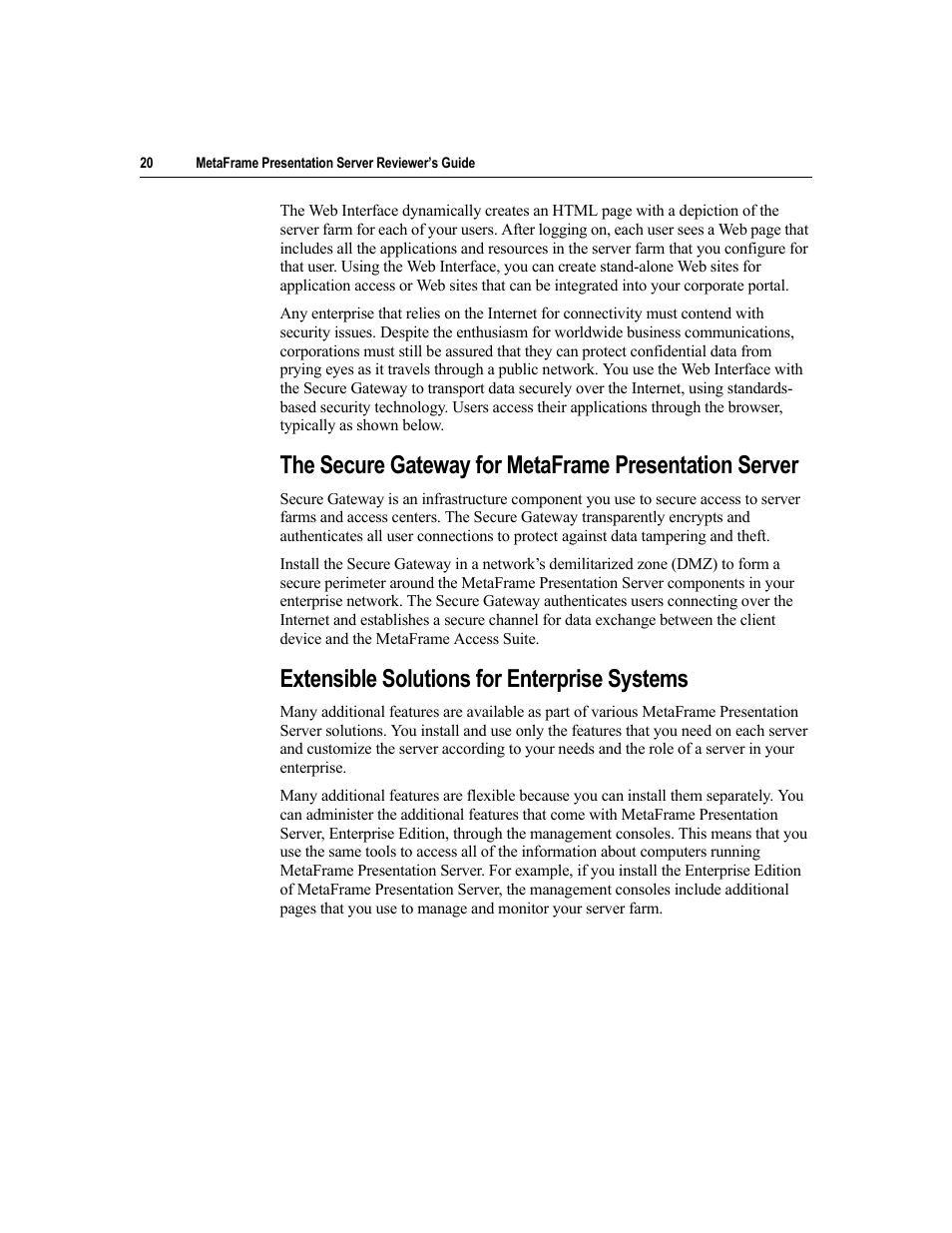 Extensible solutions for enterprise systems | Citrix Systems MetaFrame Presentation Server User Manual | Page 20 / 97