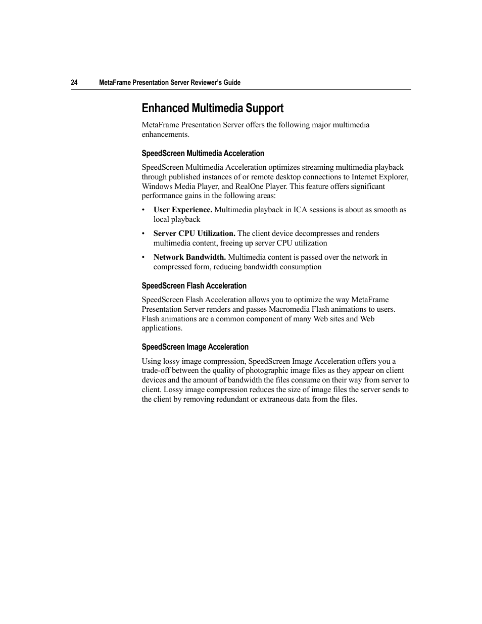 Enhanced multimedia support | Citrix Systems MetaFrame Presentation Server User Manual | Page 24 / 97