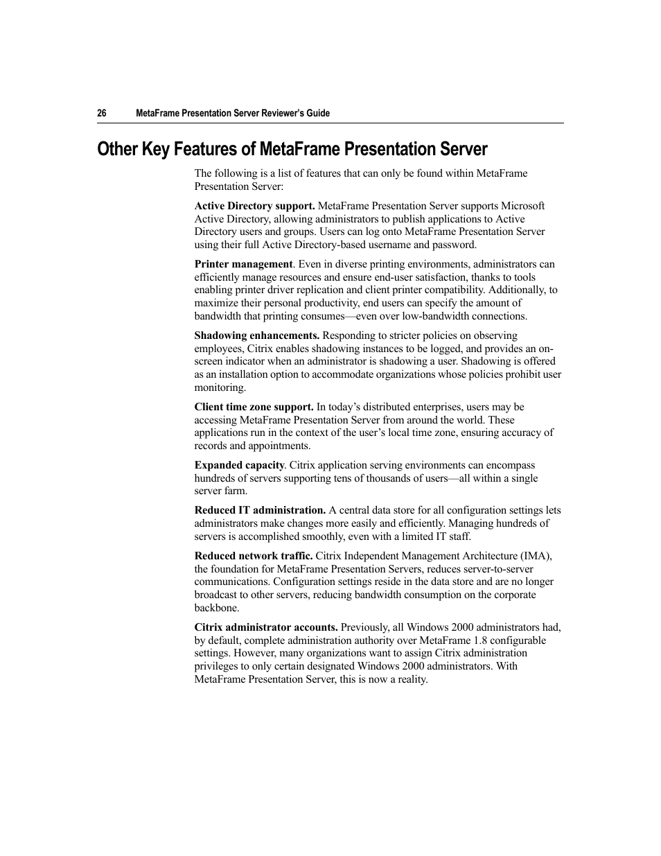 Citrix Systems MetaFrame Presentation Server User Manual | Page 26 / 97