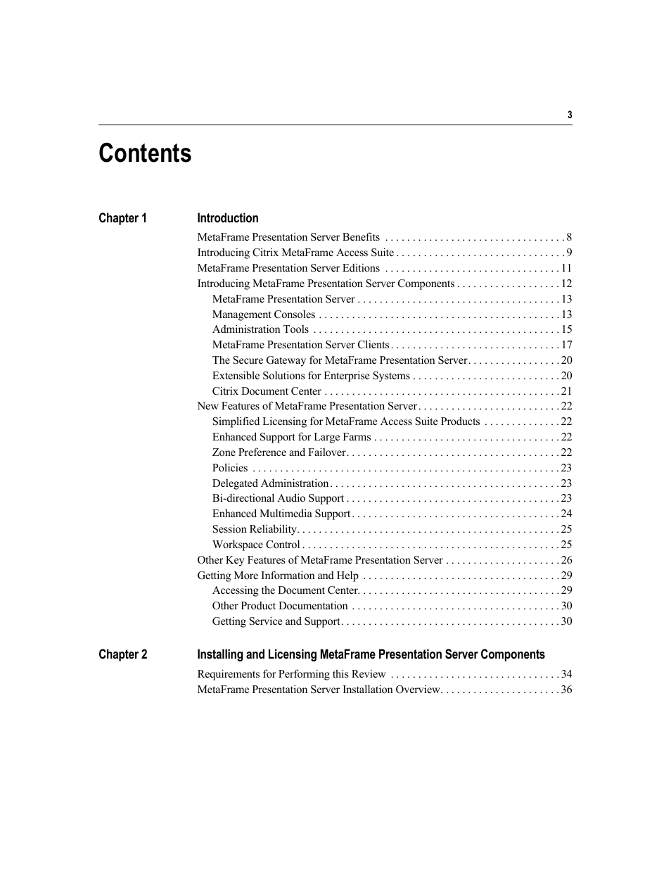 Citrix Systems MetaFrame Presentation Server User Manual | Page 3 / 97
