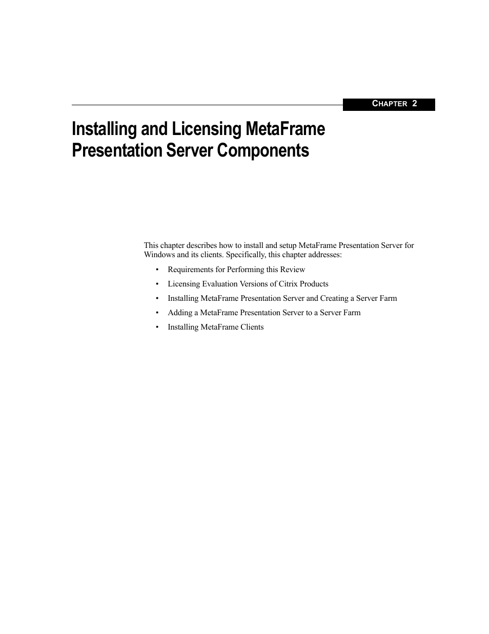 Chapter 2 | Citrix Systems MetaFrame Presentation Server User Manual | Page 33 / 97