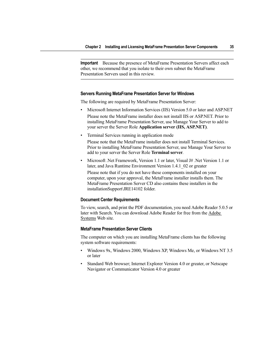 Citrix Systems MetaFrame Presentation Server User Manual | Page 35 / 97