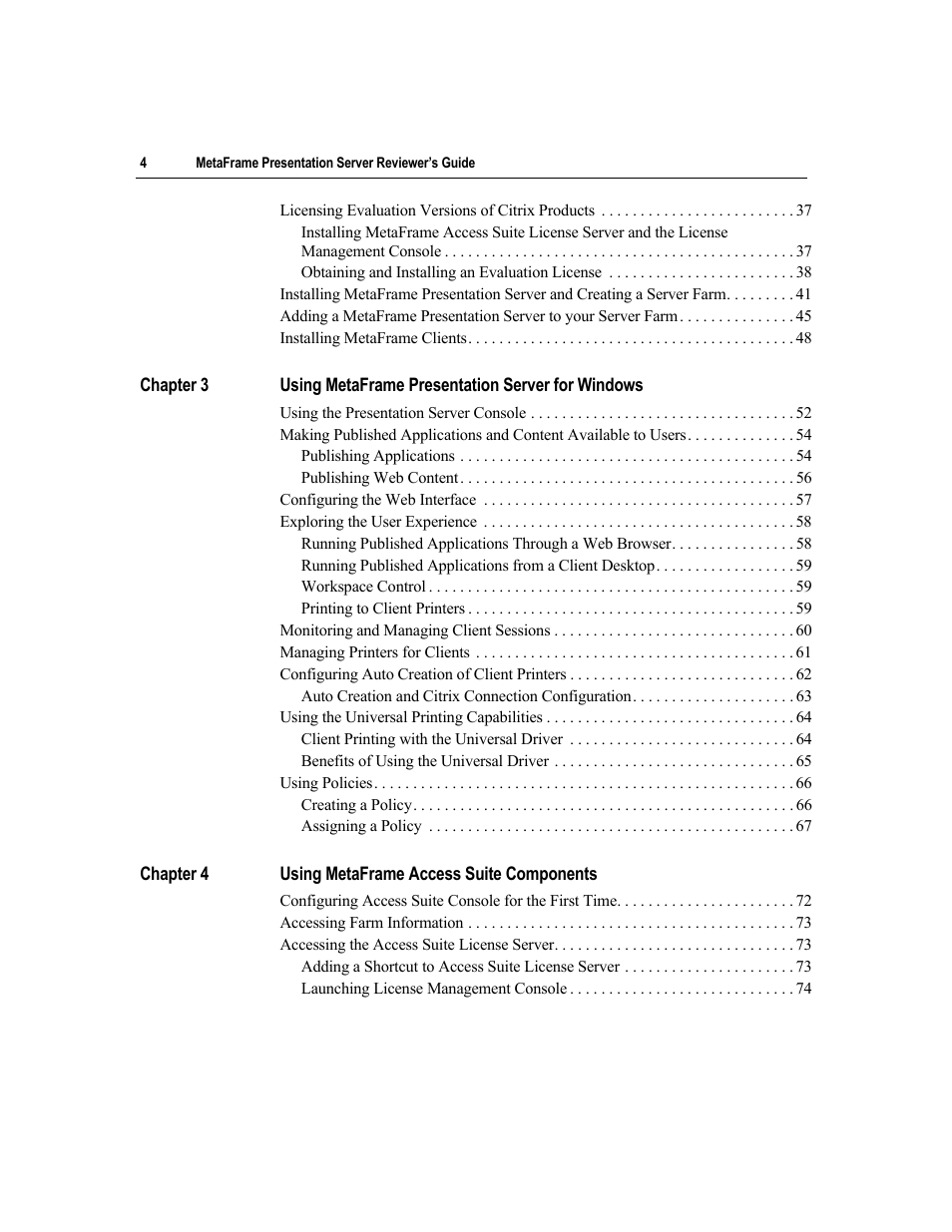Citrix Systems MetaFrame Presentation Server User Manual | Page 4 / 97
