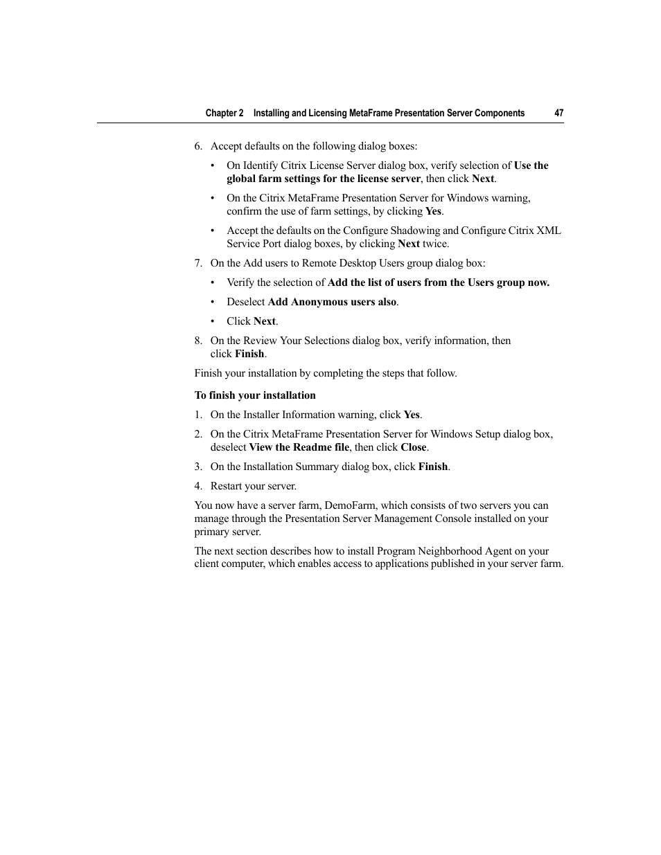 Citrix Systems MetaFrame Presentation Server User Manual | Page 47 / 97