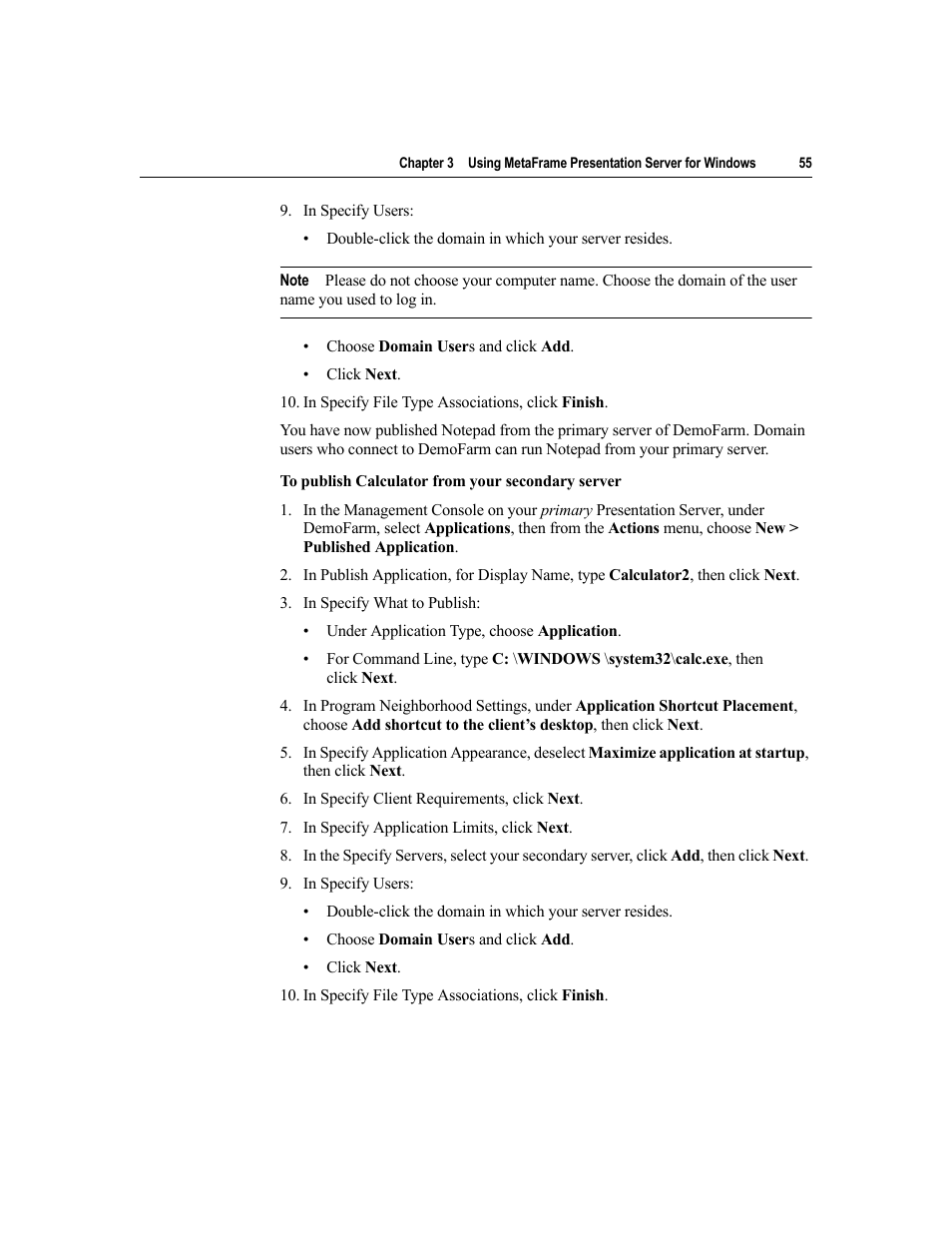 Citrix Systems MetaFrame Presentation Server User Manual | Page 55 / 97