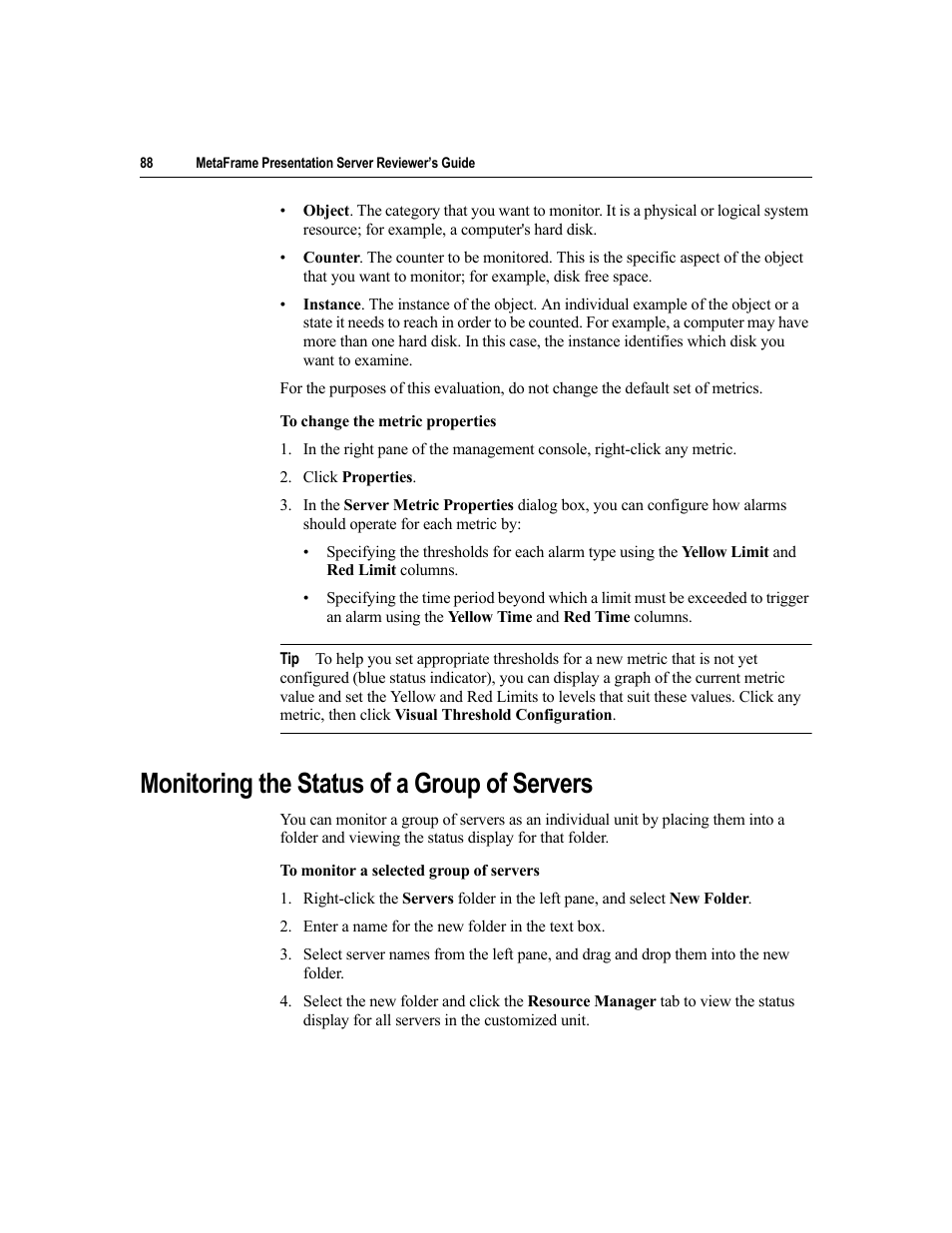 Monitoring the status of a group of servers | Citrix Systems MetaFrame Presentation Server User Manual | Page 88 / 97