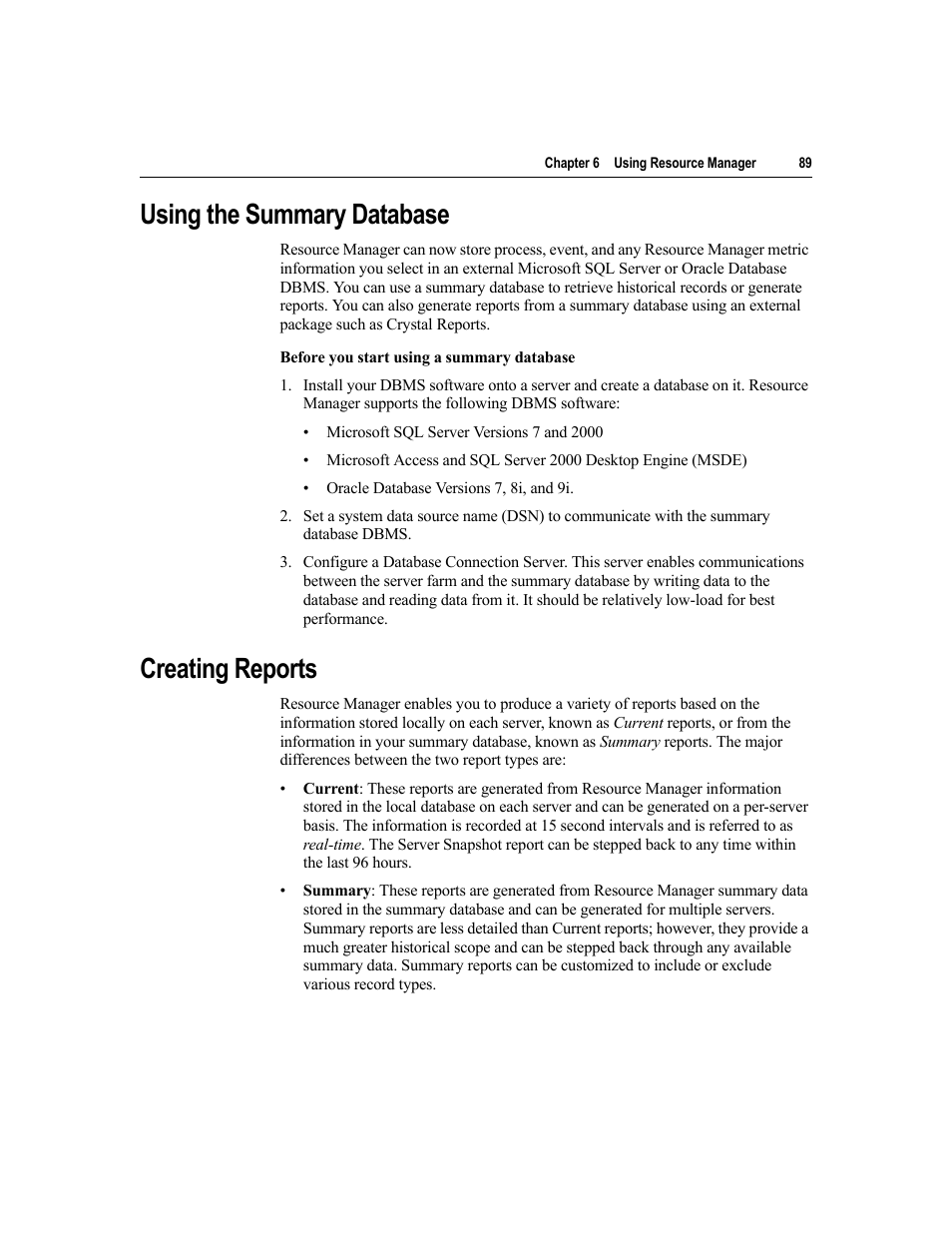 Using the summary database, Creating reports, Using the summary database creating reports | Citrix Systems MetaFrame Presentation Server User Manual | Page 89 / 97