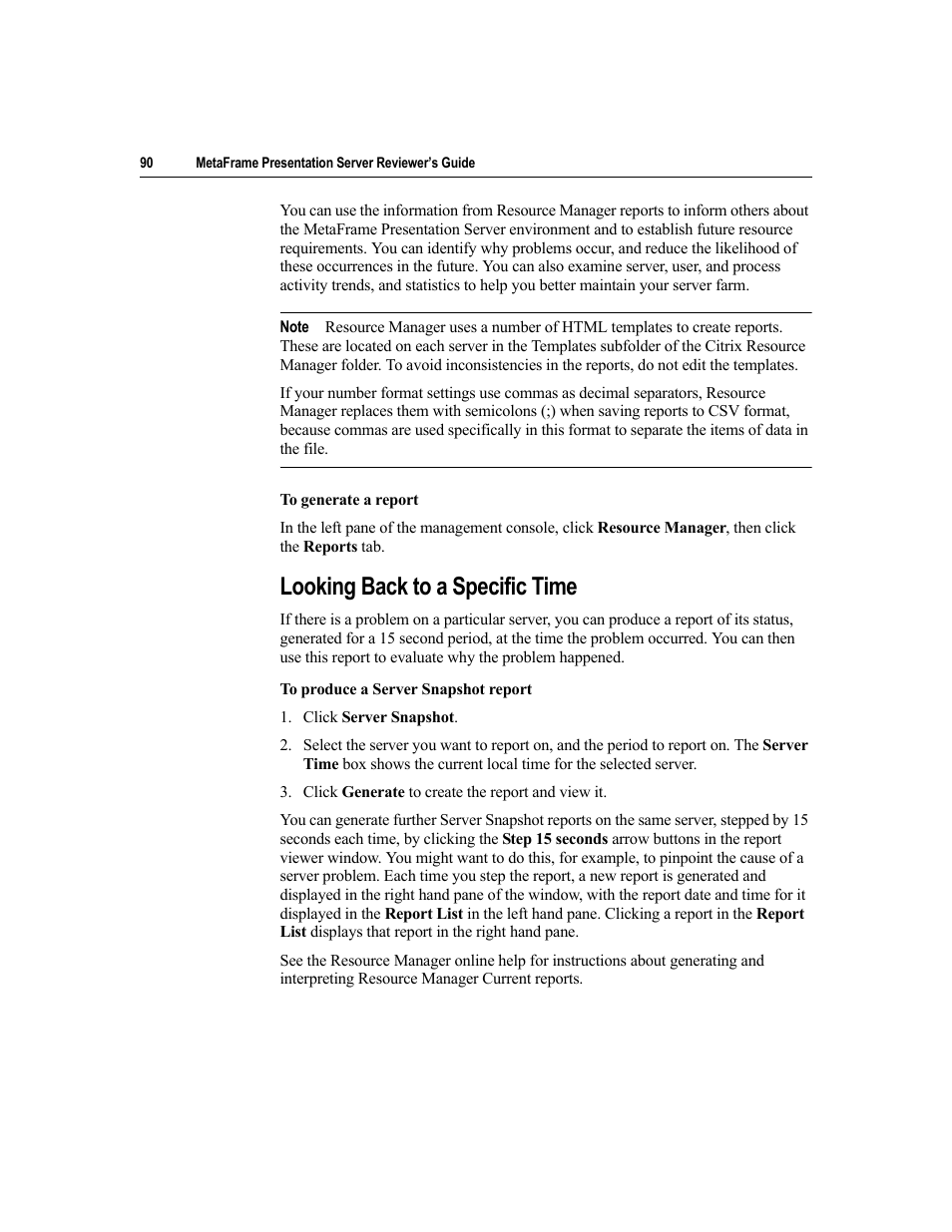 Looking back to a specific time | Citrix Systems MetaFrame Presentation Server User Manual | Page 90 / 97