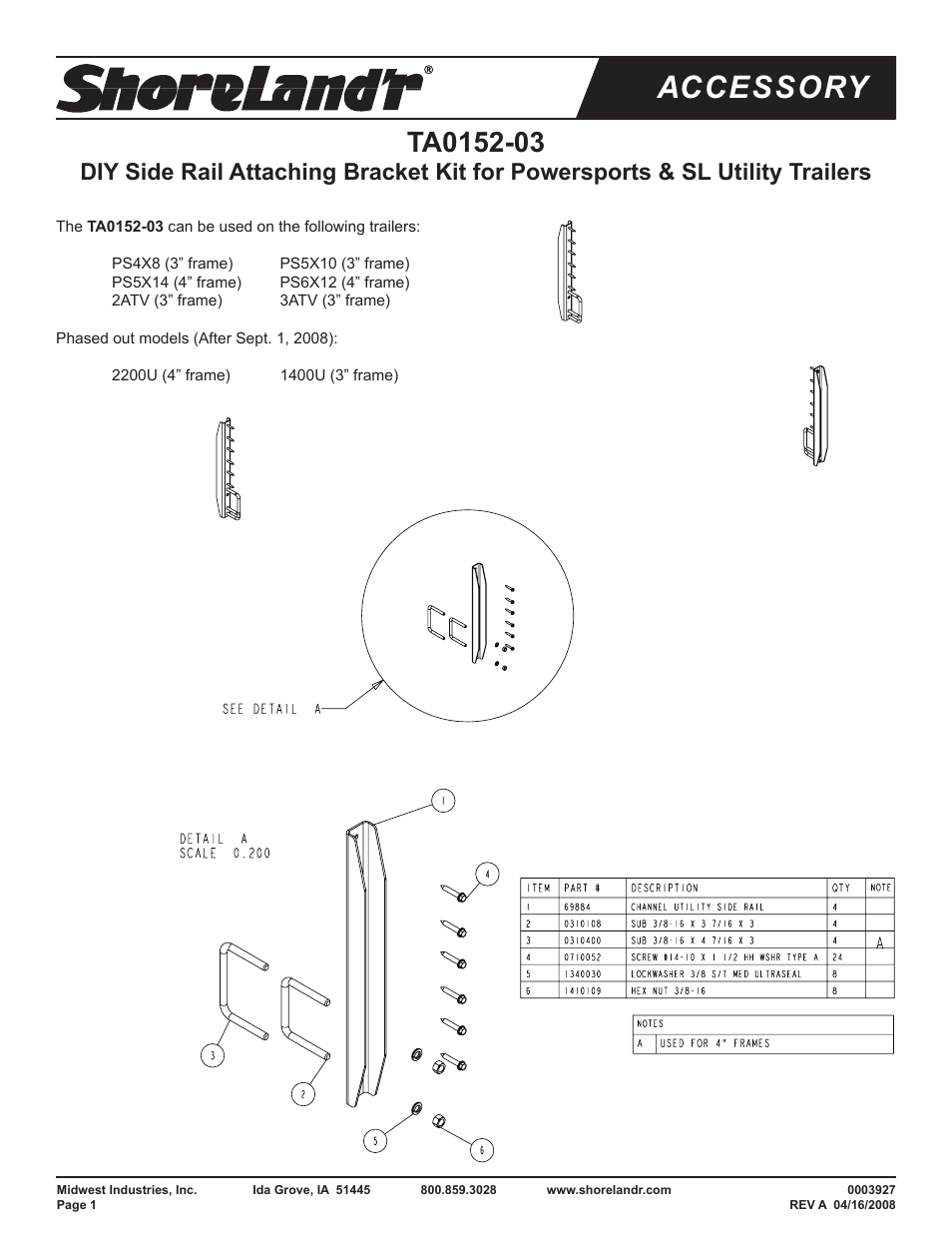 ShoreLand'r TA0152 User Manual | 2 pages