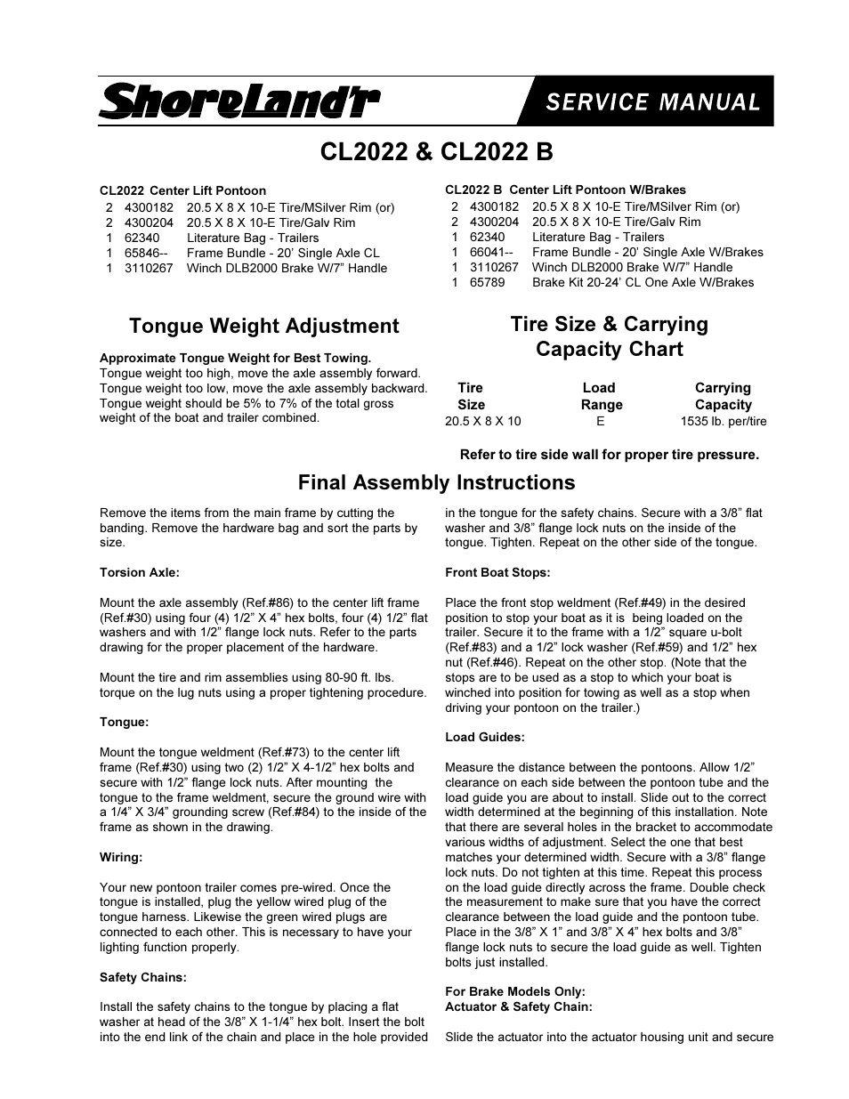 ShoreLand'r CL2022 User Manual | 4 pages