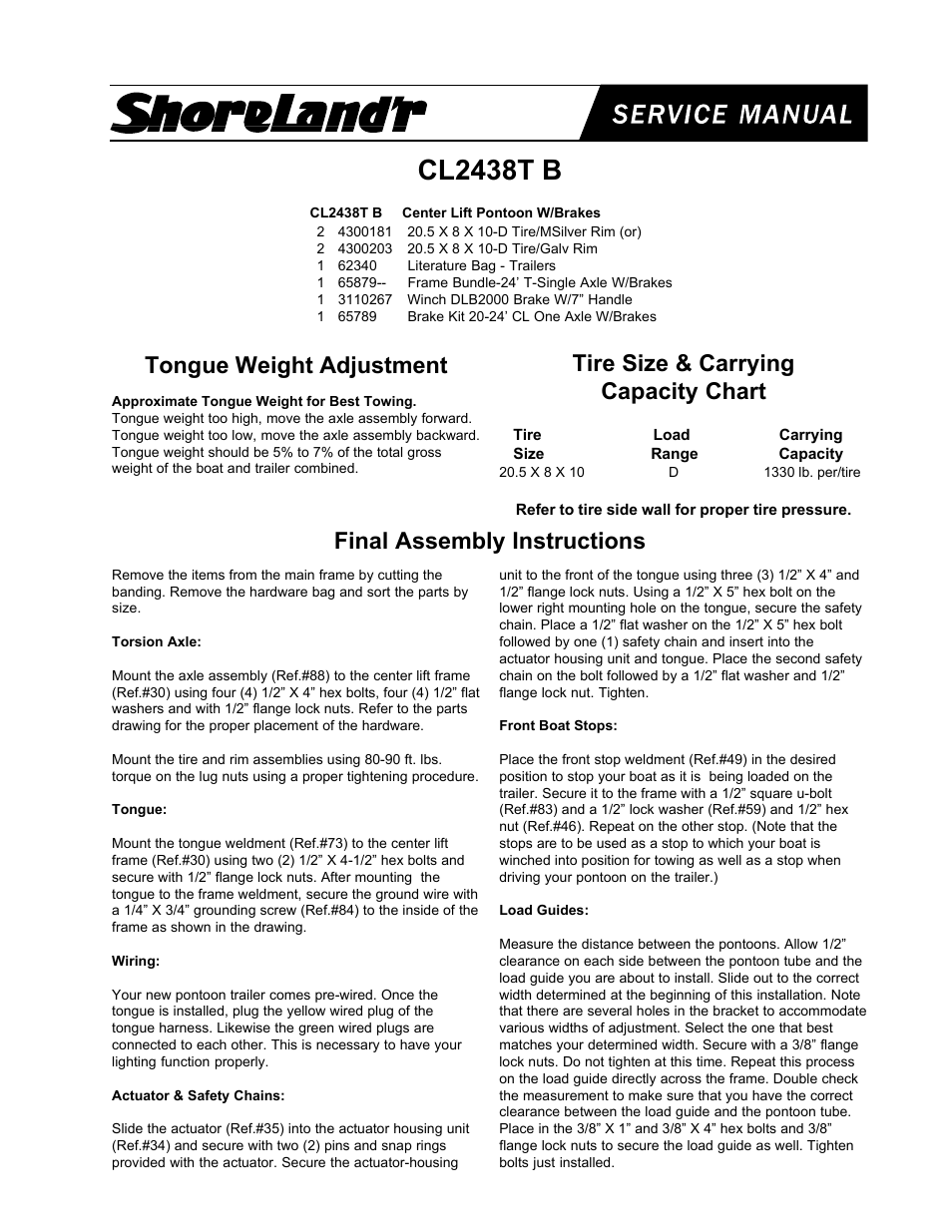 ShoreLand'r CL2438TB User Manual | 4 pages