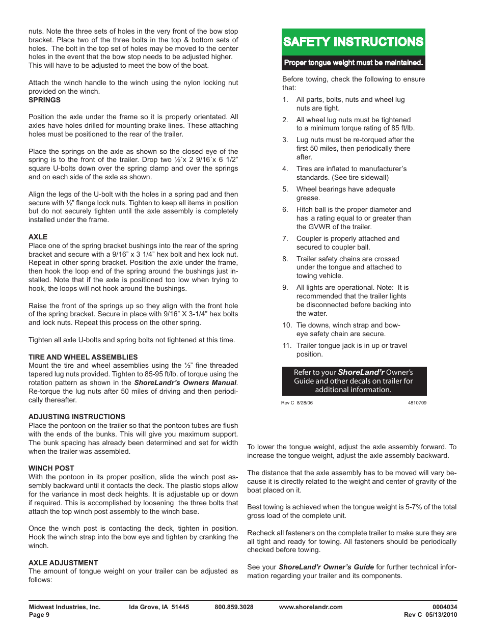 Safety instructions | ShoreLand'r PT1720 V.1 User Manual | Page 9 / 9