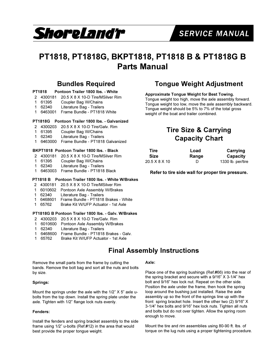 ShoreLand'r PT1818 User Manual | 4 pages