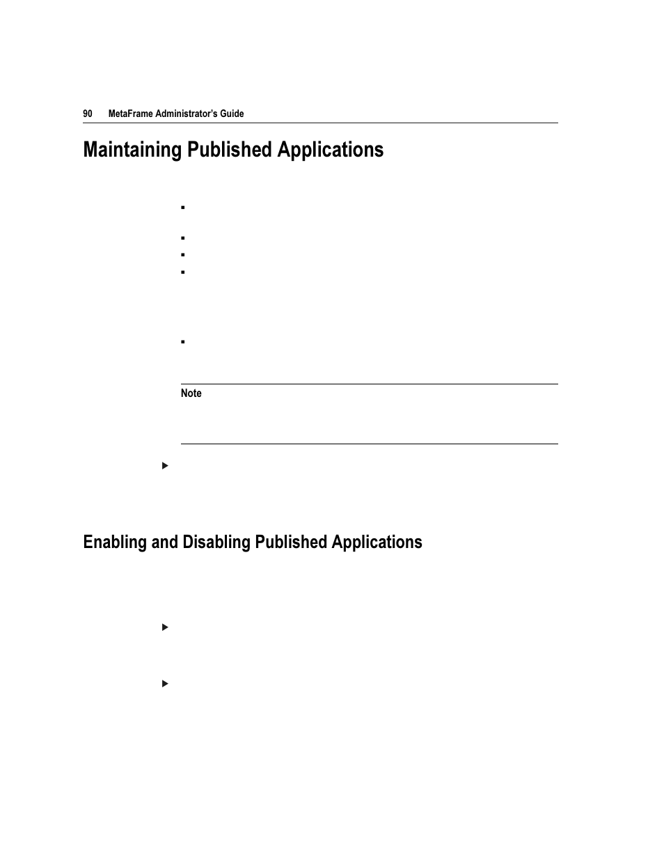 0dlqwdlqlqj 3xeolvkhg $ssolfdwlrqv, Qdeolqj dqg 'lvdeolqj 3xeolvkhg $ssolfdwlrqv | Citrix Systems Citrix MetaFrame Application for Windows 1.8 User Manual | Page 110 / 169