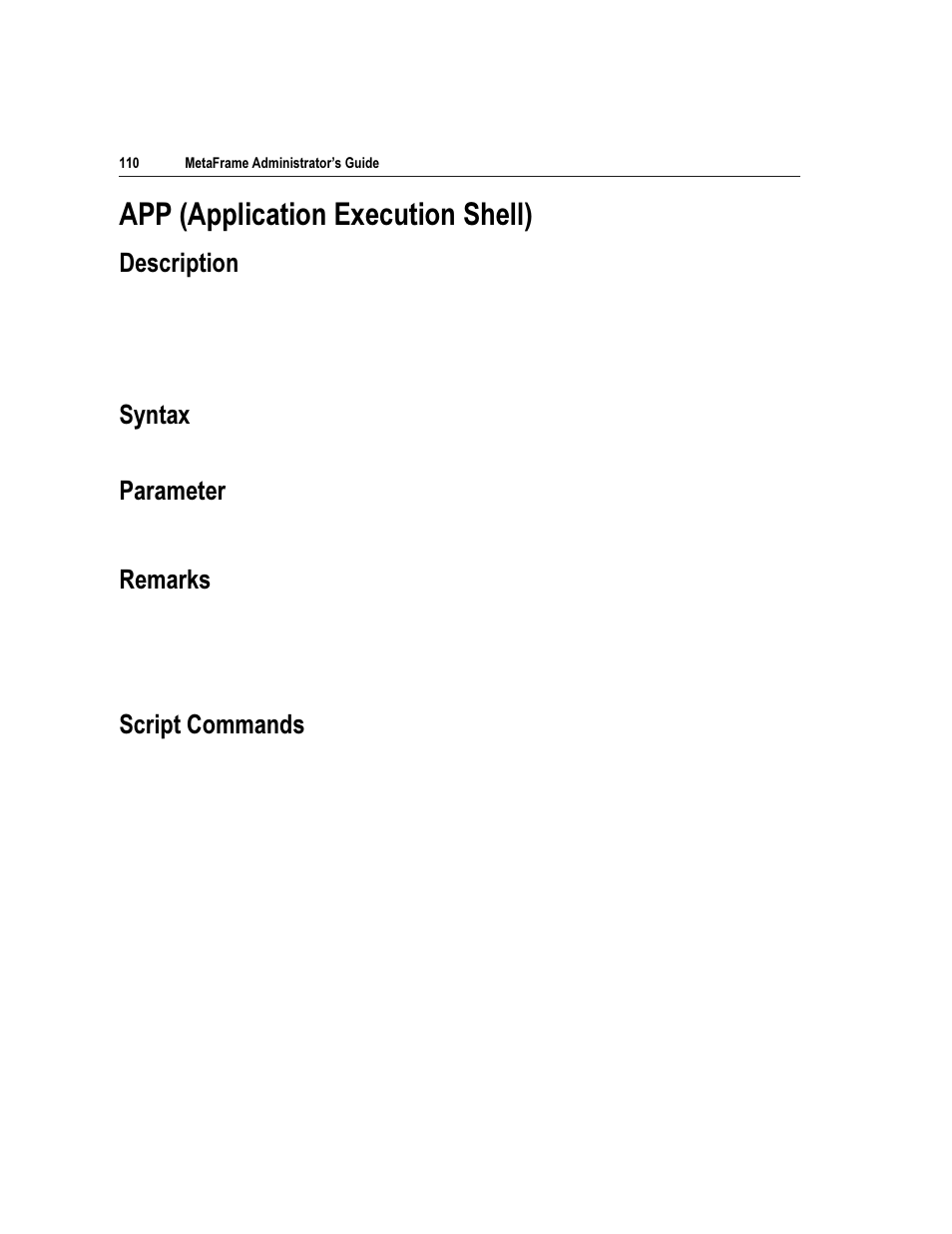 33 $ssolfdwlrq ([hfxwlrq 6khoo, Hvfulswlrq, 6\qwd | 3dudphwhu, 5hpdunv, 6fulsw &rppdqgv | Citrix Systems Citrix MetaFrame Application for Windows 1.8 User Manual | Page 130 / 169