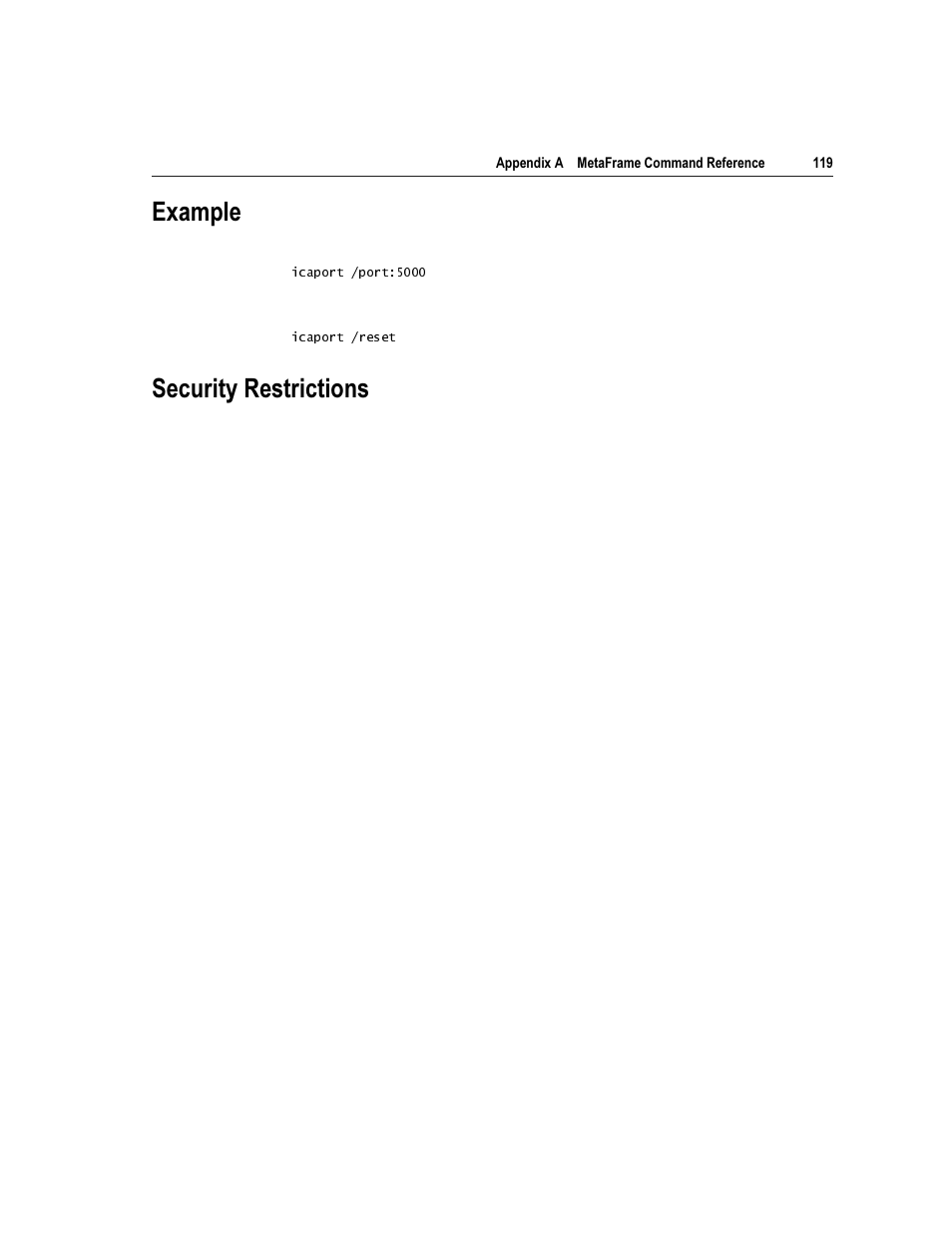 Dpsoh, 6hfxulw\ 5hvwulfwlrqv | Citrix Systems Citrix MetaFrame Application for Windows 1.8 User Manual | Page 139 / 169