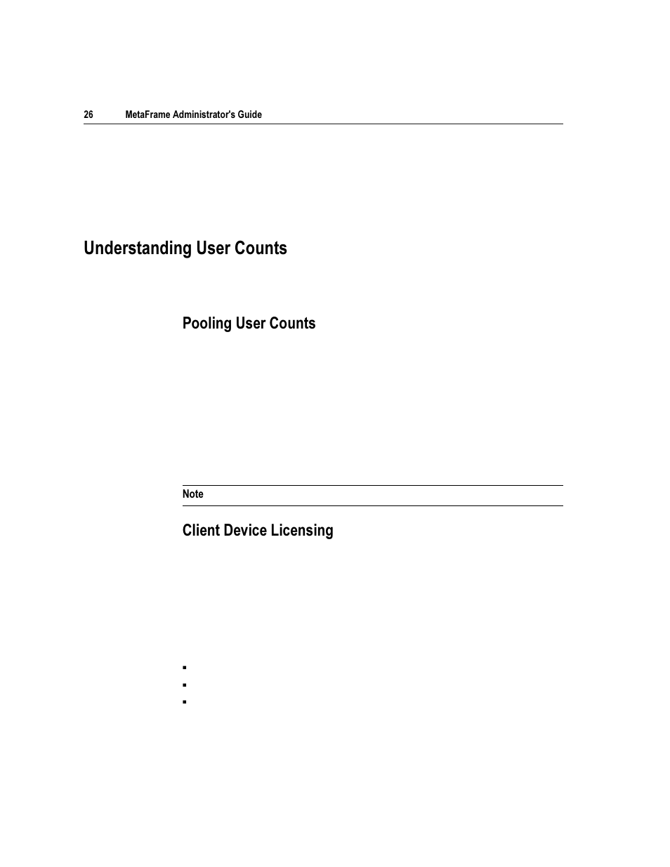 8qghuvwdqglqj 8vhu &rxqwv, 3rrolqj 8vhu &rxqwv, Olhqw 'hylfh /lfhqvlqj | Citrix Systems Citrix MetaFrame Application for Windows 1.8 User Manual | Page 46 / 169