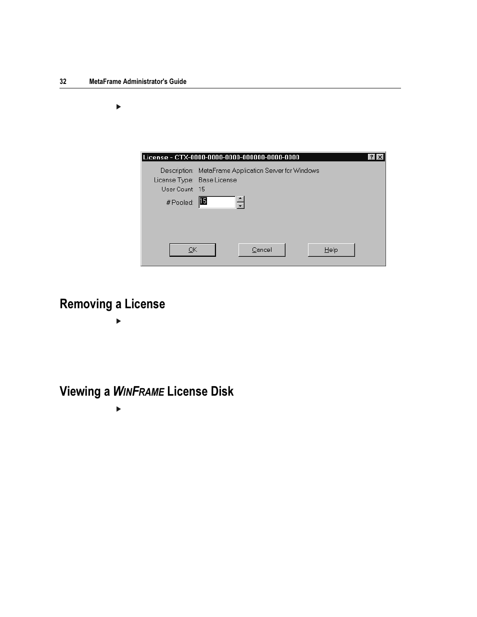5hprylqj d /lfhqvh, 9lhzlqj d, Lfhqvh 'lvn | Citrix Systems Citrix MetaFrame Application for Windows 1.8 User Manual | Page 52 / 169