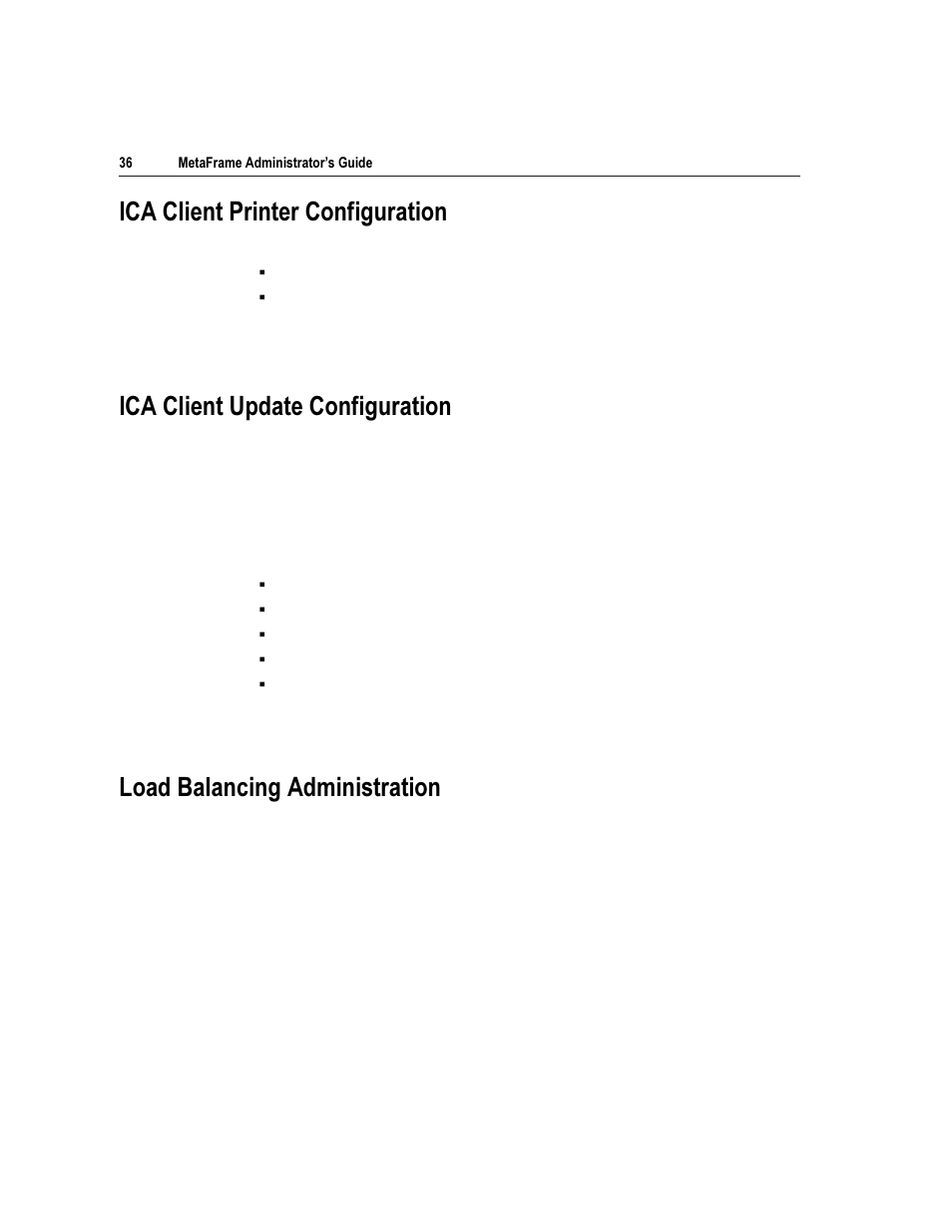 Olhqw 3ulqwhu &rqiljxudwlrq, Olhqw 8sgdwh &rqiljxudwlrq, Rdg %dodqflqj $gplqlvwudwlrq | Citrix Systems Citrix MetaFrame Application for Windows 1.8 User Manual | Page 56 / 169
