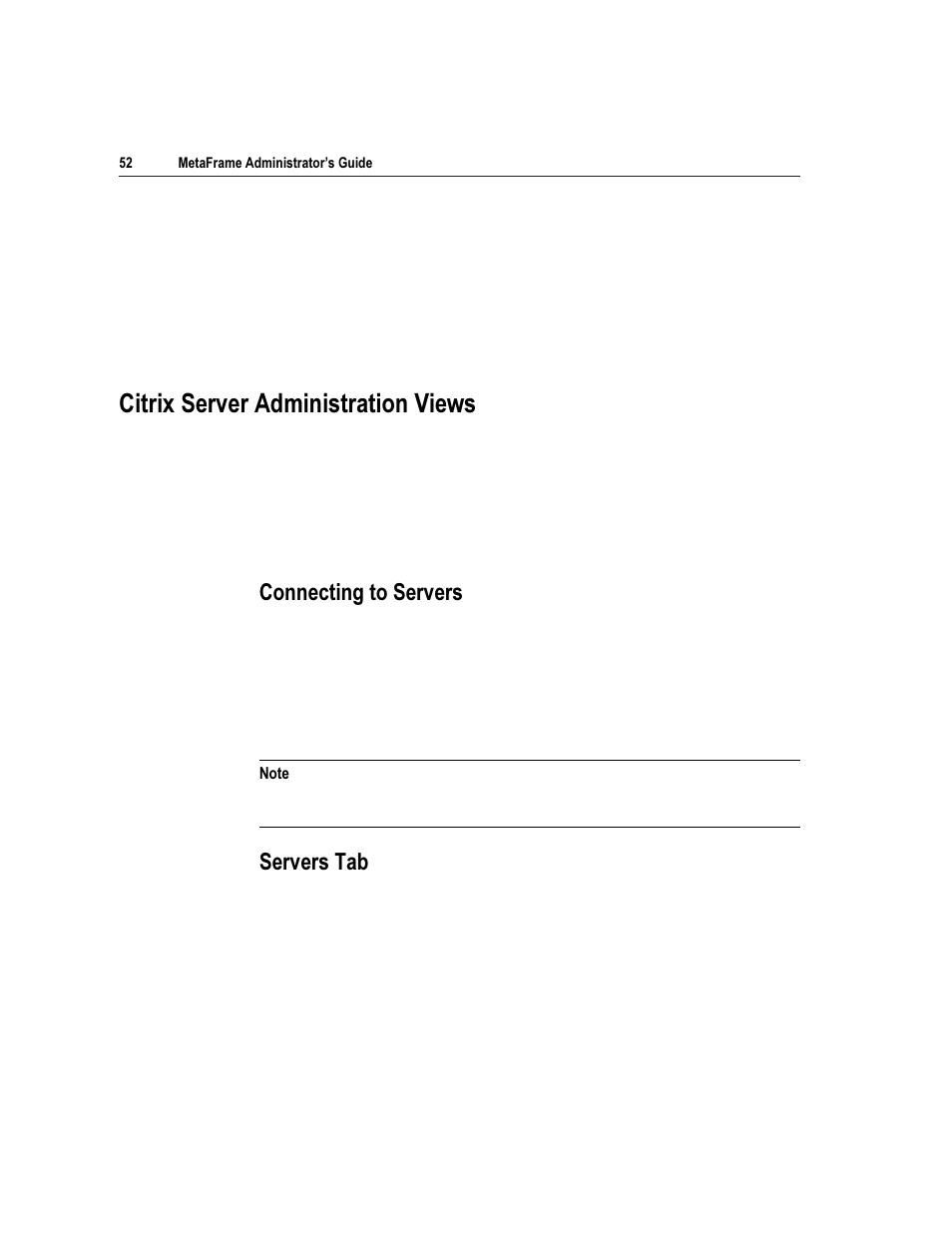Lwul[ 6huyhu $gplqlvwudwlrq 9lhzv, Rqqhfwlqj wr 6huyhuv, 6huyhuv 7de | Citrix Systems Citrix MetaFrame Application for Windows 1.8 User Manual | Page 72 / 169