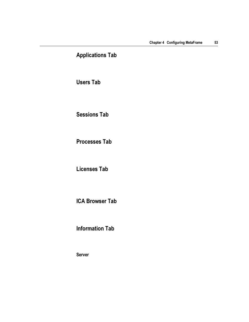 Ssolfdwlrqv 7de, 8vhuv 7de, 6hvvlrqv 7de | 3urfhvvhv 7de, Lfhqvhv 7de, Urzvhu 7de, Qirupdwlrq 7de | Citrix Systems Citrix MetaFrame Application for Windows 1.8 User Manual | Page 73 / 169