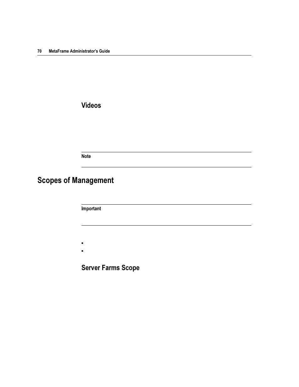 6frshv ri 0dqdjhphqw, 9lghrv, 6huyhu )dupv 6frsh | Citrix Systems Citrix MetaFrame Application for Windows 1.8 User Manual | Page 90 / 169