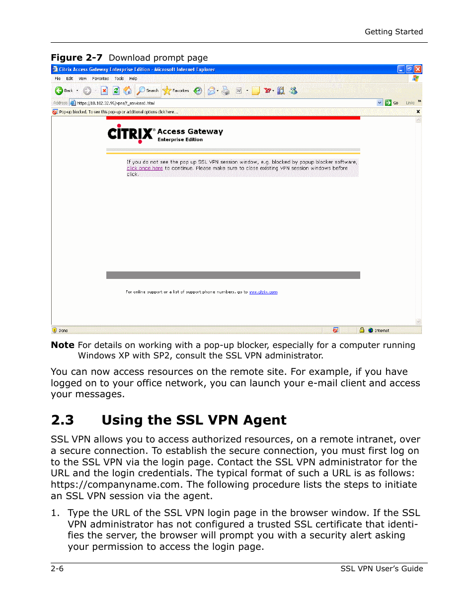 3 using the ssl vpn agent, 3 using the ssl vpn agent -6 | Citrix Systems 9000 Series User Manual | Page 14 / 67