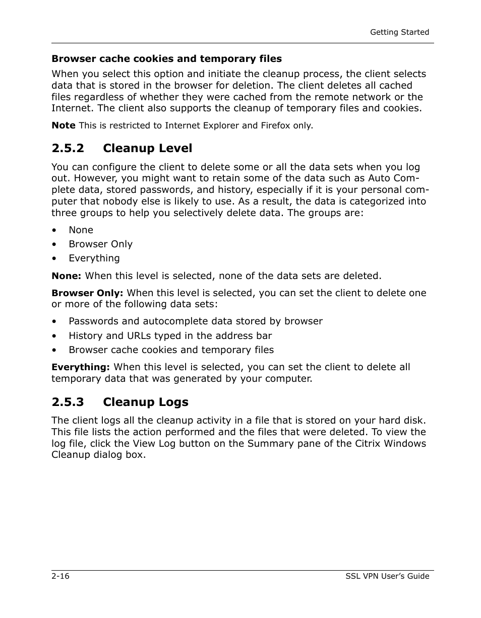 2 cleanup level -16, 3 cleanup logs -16, 2 cleanup level | 3 cleanup logs | Citrix Systems 9000 Series User Manual | Page 24 / 67