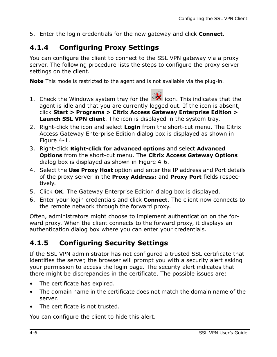 4 configuring proxy settings -6, 5 configuring security settings -6, 4 configuring proxy settings | 5 configuring security settings | Citrix Systems 9000 Series User Manual | Page 40 / 67