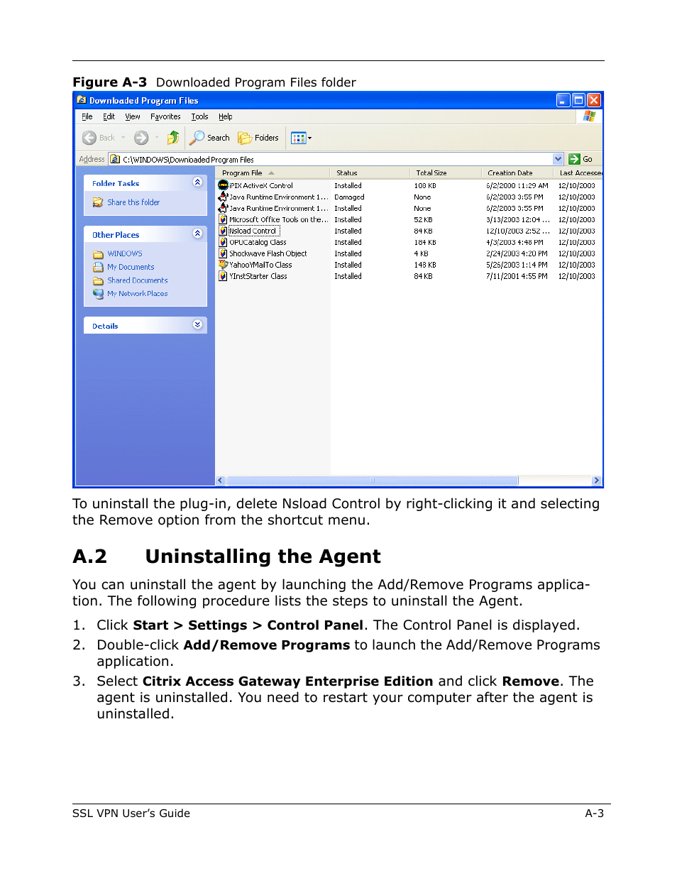 A.2 uninstalling the agent | Citrix Systems 9000 Series User Manual | Page 67 / 67