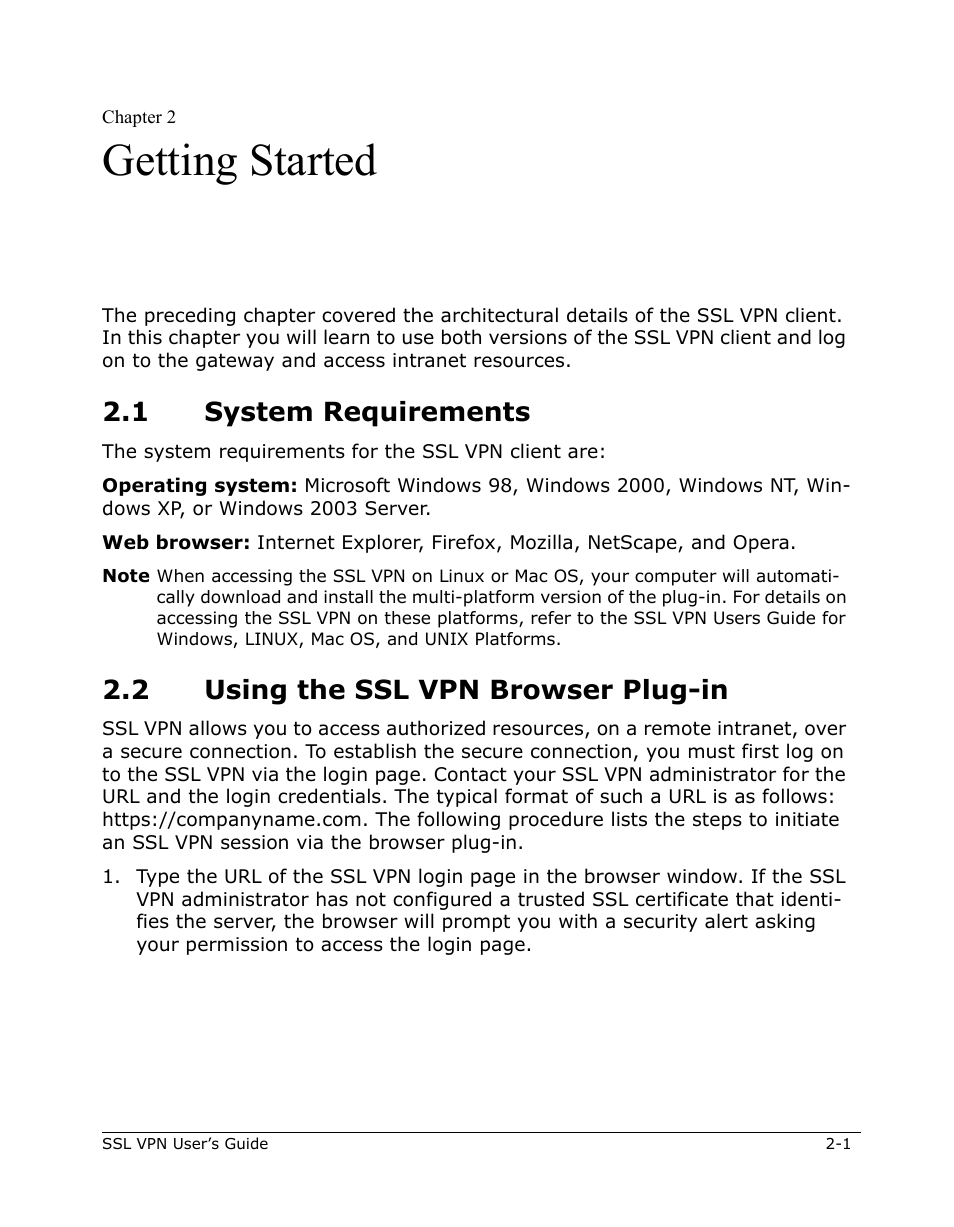 Getting started, 1 system requirements, 2 using the ssl vpn browser plug-in | Citrix Systems 9000 Series User Manual | Page 9 / 67