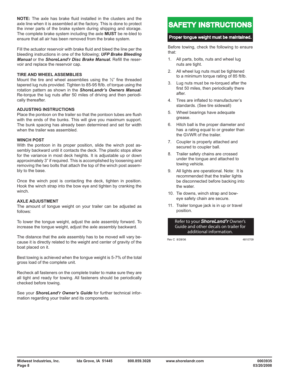 Safety instructions | ShoreLand'r PT2125AB User Manual | Page 8 / 8