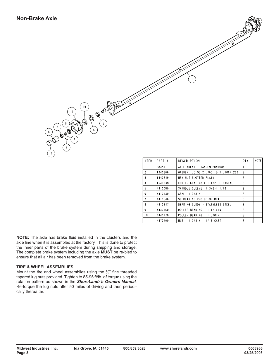 Non-brake axle | ShoreLand'r PT2147TAB User Manual | Page 8 / 10