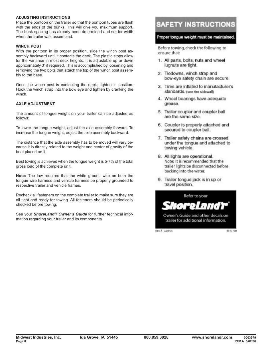 ShoreLand'r PT21BL User Manual | Page 8 / 8