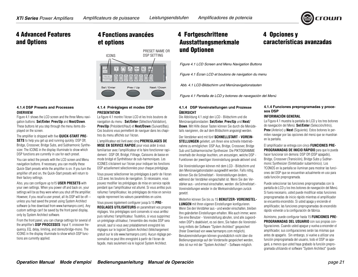 Crown Audio XTi 4000 User Manual | Page 21 / 44