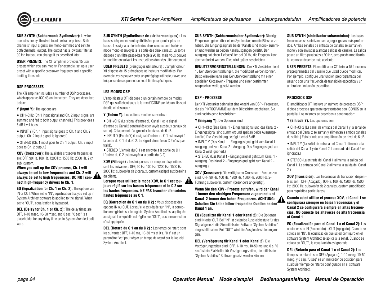 Crown Audio XTi 4000 User Manual | Page 24 / 44