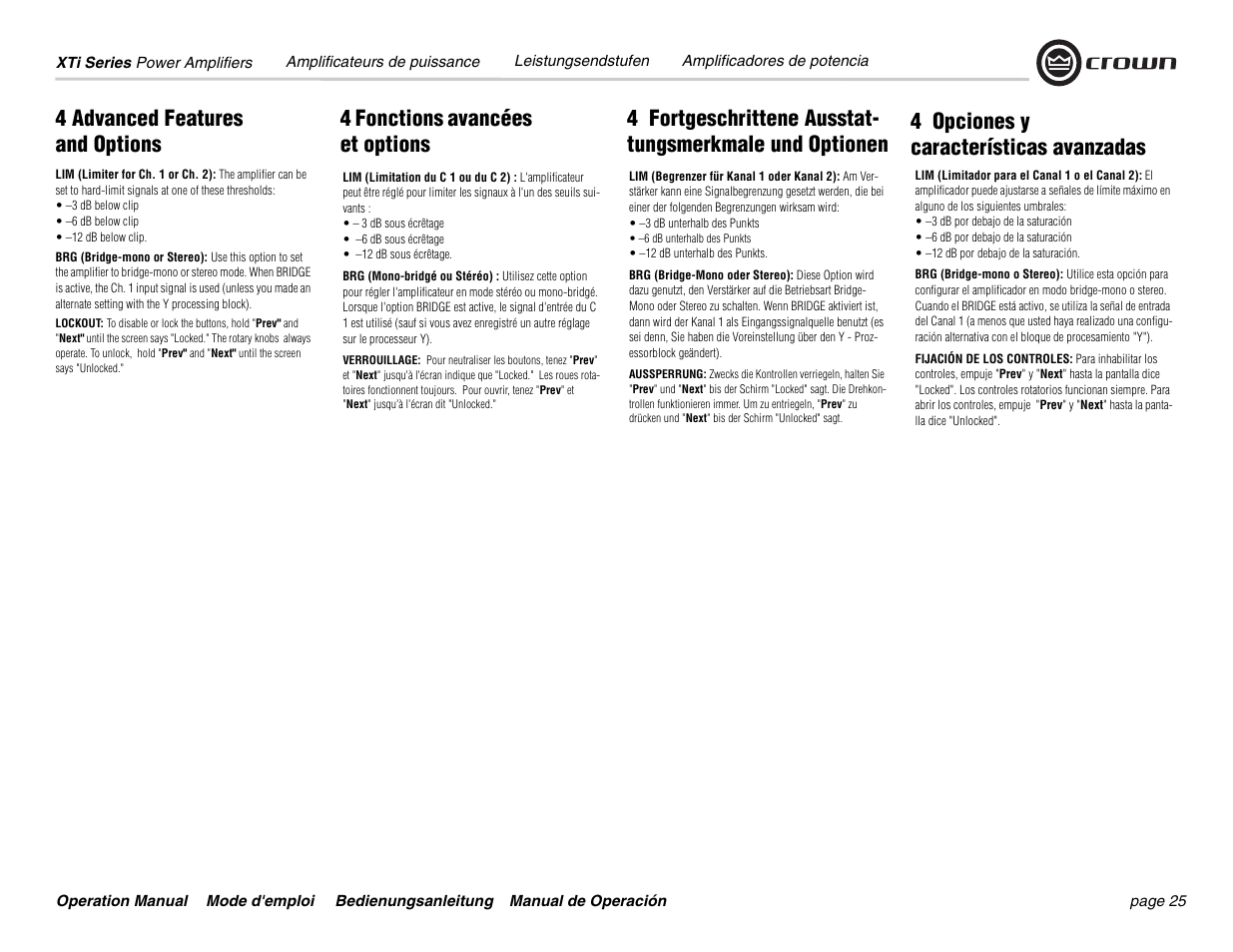 Crown Audio XTi 4000 User Manual | Page 25 / 44