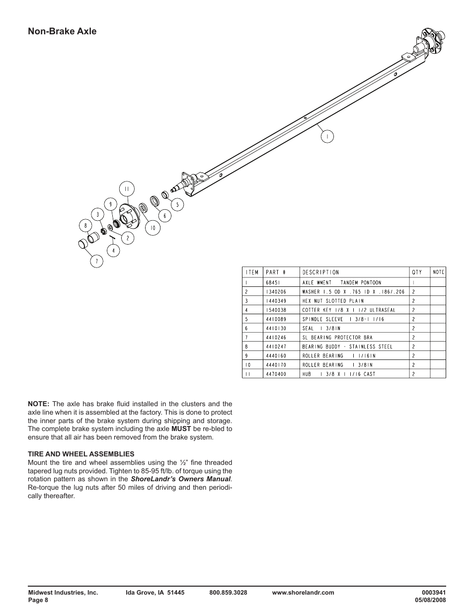 Non-brake axle | ShoreLand'r PT2347TAB User Manual | Page 8 / 12