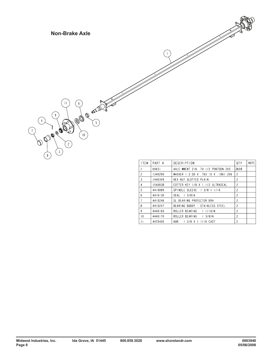 Non-brake axle | ShoreLand'r PT2347TB User Manual | Page 8 / 12