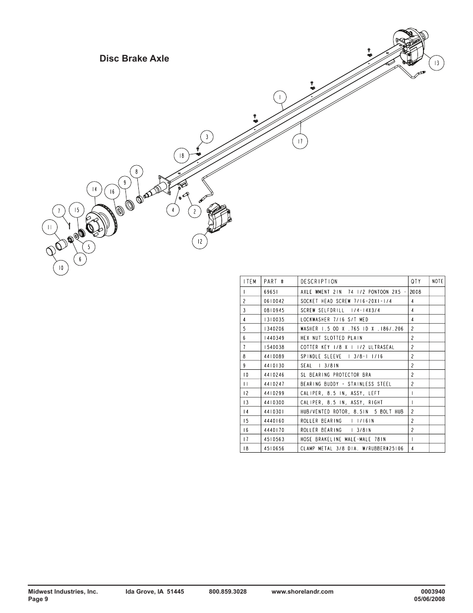 Disc brake axle | ShoreLand'r PT2347TB User Manual | Page 9 / 12